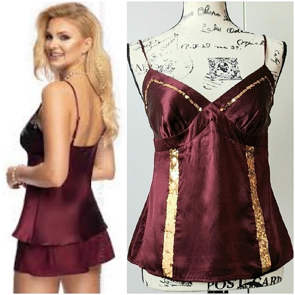 Guess Wineberry Silk Sequined Camisole